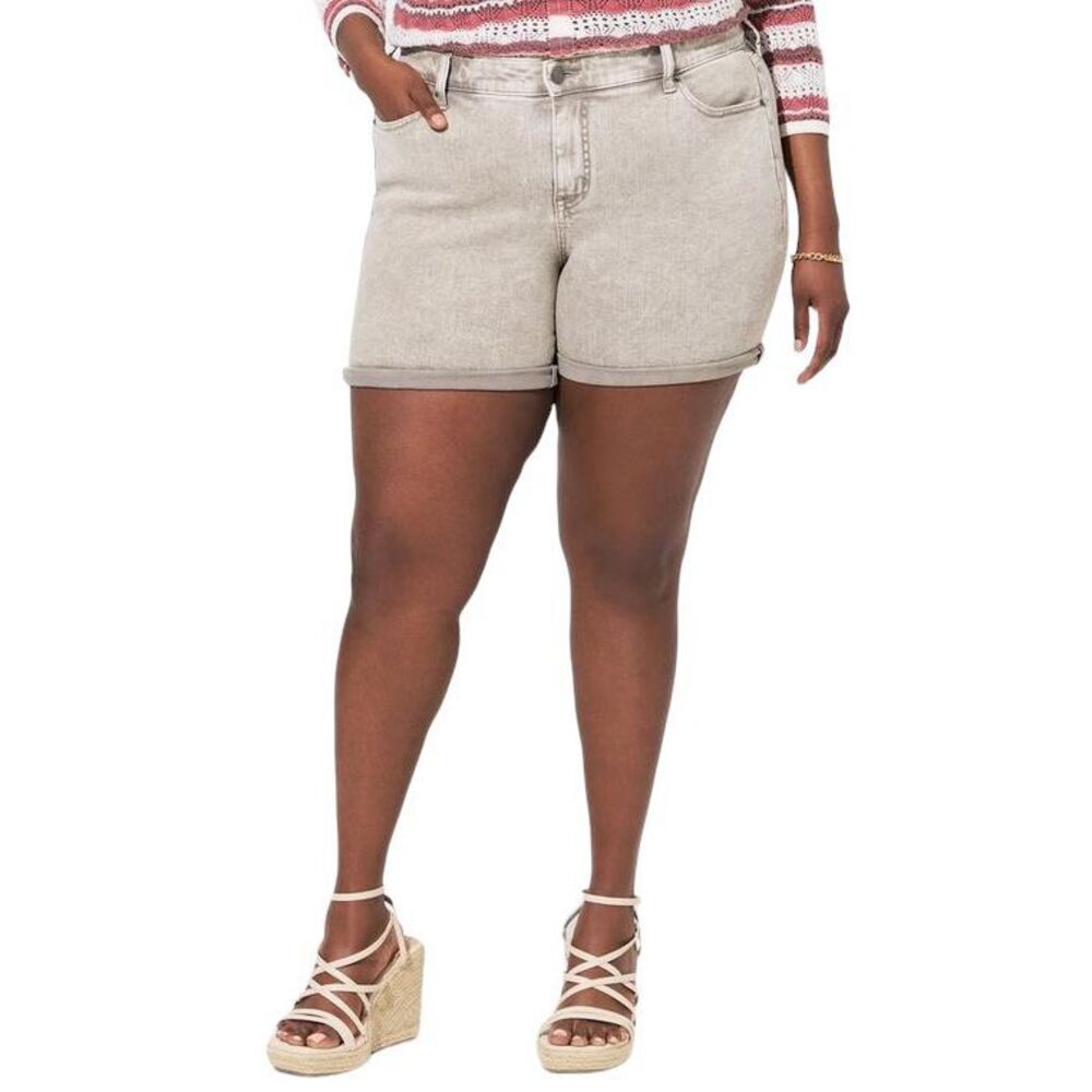 Torrid Plus Sz 24 Denim Shorts Boyfriend Vintage Stretch Mid Rise Short Gray 553